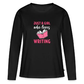 Autor - Frauen Premium Bio Langarmshirt - Schwarz - Vorne - Julia (174cm)