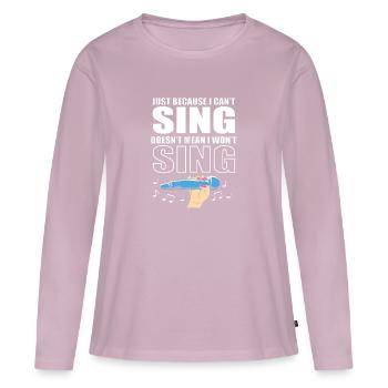 Karaoké - T-shirt manches longues Premium bio Femme - rose poudré - Devant - Julia (174cm)