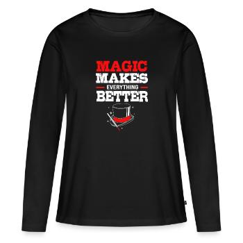 magicien magicien - T-shirt manches longues Premium bio Femme - noir - Devant - Julia (174cm)