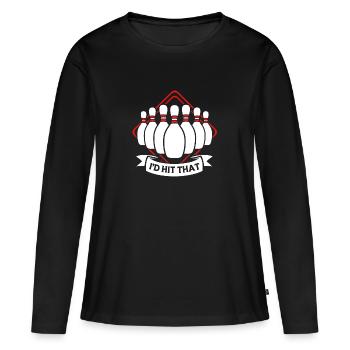 Bowling Bowler Bowling Skittles Boule de bowling - T-shirt manches longues Premium bio Femme - noir - Devant - Julia (174cm)