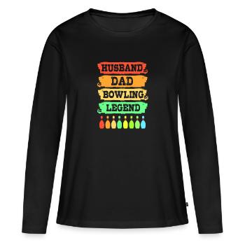 Bowling Bowler Bowling Skittles Boule de bowling - T-shirt manches longues Premium bio Femme - noir - Devant - Julia (174cm)