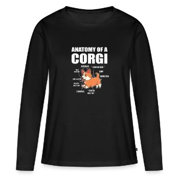 Anatomie du corgi - T-shirt manches longues Premium bio Femme - noir - Devant - Julia (174cm)