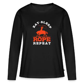 Rodéo - T-shirt manches longues Premium bio Femme - noir - Devant - Julia (174cm)