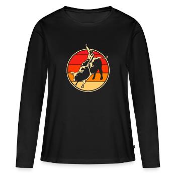 Rodéo - T-shirt manches longues Premium bio Femme - noir - Devant - Julia (174cm)