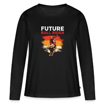 Rodéo - T-shirt manches longues Premium bio Femme - noir - Devant - Julia (174cm)