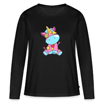 Licorne vaudou - T-shirt manches longues Premium bio Femme - noir - Devant - Julia (174cm)
