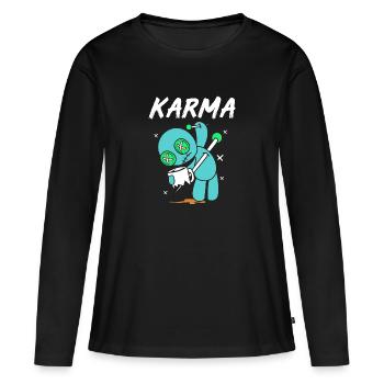 Karma vaudou - T-shirt manches longues Premium bio Femme - noir - Devant - Julia (174cm)