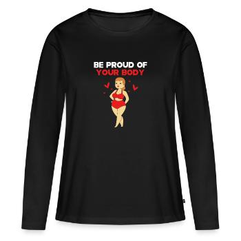 Positivité corporelle - T-shirt manches longues Premium bio Femme - noir - Devant - Julia (174cm)