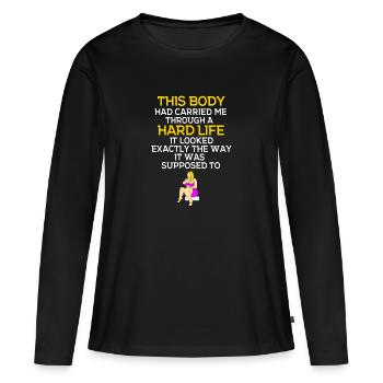 Positivité corporelle - T-shirt manches longues Premium bio Femme - noir - Devant - Julia (174cm)
