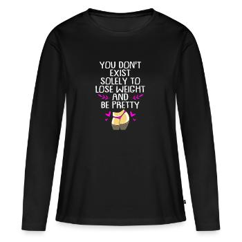 Positivité corporelle - T-shirt manches longues Premium bio Femme - noir - Devant - Julia (174cm)
