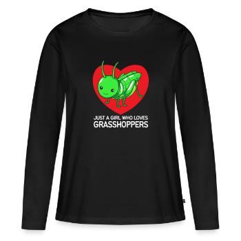 Grasshopper - Women's Premium Organic Long Sleeve Shirt - black - Front - Julia (174cm)