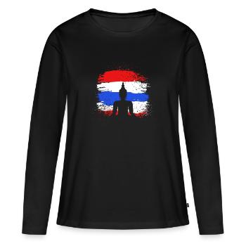 Thaïlande - T-shirt manches longues Premium bio Femme - noir - Devant - Julia (174cm)