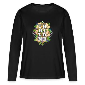 Thaï - T-shirt manches longues Premium bio Femme - noir - Devant - Julia (174cm)