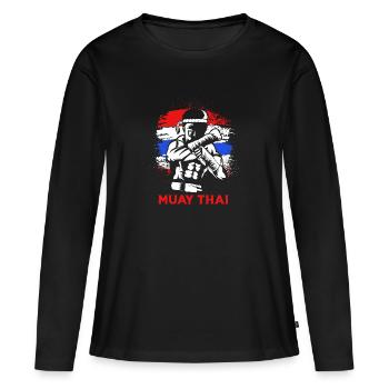 Boxe Muay Thai - T-shirt manches longues Premium bio Femme - noir - Devant - Julia (174cm)
