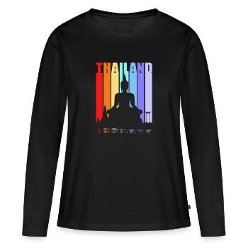 Thaï - T-shirt manches longues Premium bio Femme - noir - Devant - Julia (174cm)