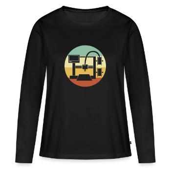 Impression 3D - T-shirt manches longues Premium bio Femme - noir - Devant - Julia (174cm)