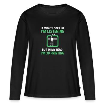 3D Druck Drucken Prototyp - Frauen Premium Bio Langarmshirt - Schwarz - Vorne - Julia (174cm)