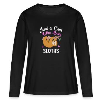 Faultier Faulheit Faulenzer Morgenmuffel - Frauen Premium Bio Langarmshirt - Schwarz - Vorne - Julia (174cm)