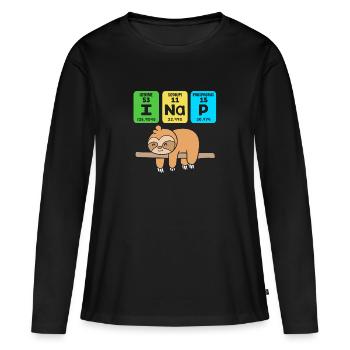 Faultier Faulheit Faulenzer Morgenmuffel - Frauen Premium Bio Langarmshirt - Schwarz - Vorne - Julia (174cm)