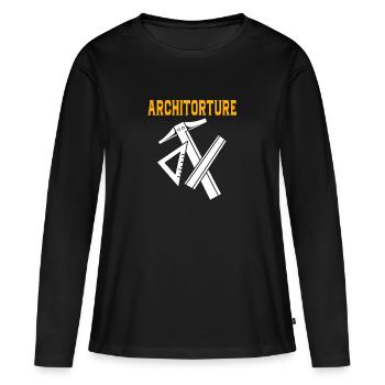 architecture - T-shirt manches longues Premium bio Femme - noir - Devant - Julia (174cm)