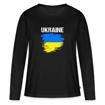 Ukraine - T-shirt manches longues Premium bio Femme - noir - Devant - Julia (174cm)