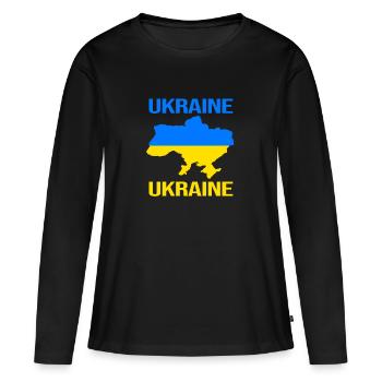 Ukraine - T-shirt manches longues Premium bio Femme - noir - Devant - Julia (174cm)