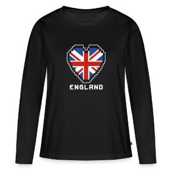 Angleterre - T-shirt manches longues Premium bio Femme - noir - Devant - Julia (174cm)