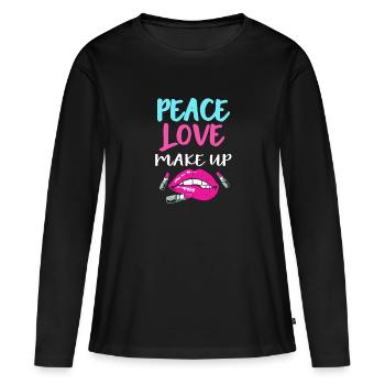 Maquillage esthéticienne - T-shirt manches longues Premium bio Femme - noir - Devant - Julia (174cm)
