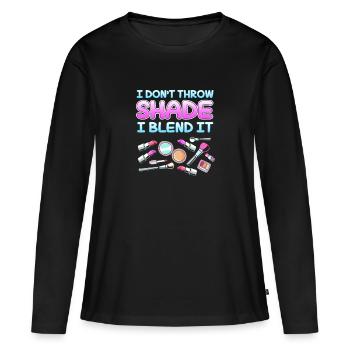 Maquillage esthéticienne - T-shirt manches longues Premium bio Femme - noir - Devant - Julia (174cm)