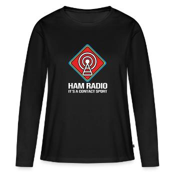 Antenne radio amateur - T-shirt manches longues Premium bio Femme - noir - Devant - Julia (174cm)