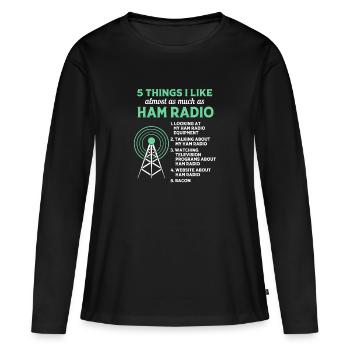 Antenne radio amateur - T-shirt manches longues Premium bio Femme - noir - Devant - Julia (174cm)