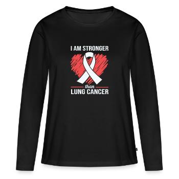 Cancer du poumon - T-shirt manches longues Premium bio Femme - noir - Devant - Julia (174cm)