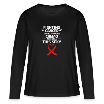 cancer du poumon - T-shirt manches longues Premium bio Femme - noir - Devant - Julia (174cm)