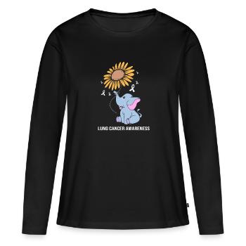 Cancer du poumon - T-shirt manches longues Premium bio Femme - noir - Devant - Julia (174cm)