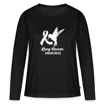 cancer du poumon - T-shirt manches longues Premium bio Femme - noir - Devant - Julia (174cm)