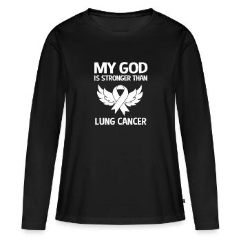 Cancer du poumon - T-shirt manches longues Premium bio Femme - noir - Devant - Julia (174cm)