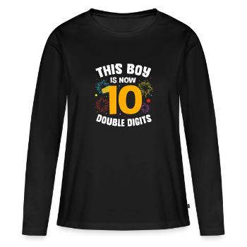 18e anniversaire Dix année de naissance Date de naissance Date de naissance - T-shirt manches longues Premium bio Femme - noir - Devant - Julia (174cm)