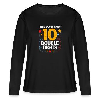 20e anniversaire Dix ans de naissance Date de naissance Date de naissance - T-shirt manches longues Premium bio Femme - noir - Devant - Julia (174cm)