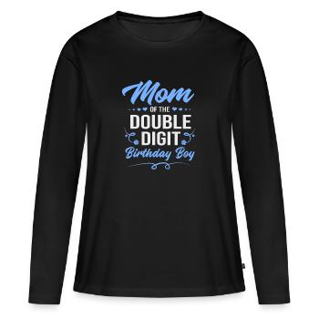22e anniversaire Dix ans de naissance Date de naissance - T-shirt manches longues Premium bio Femme - noir - Devant - Julia (174cm)