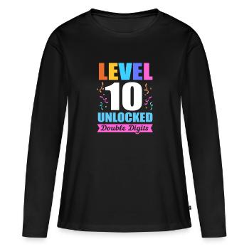 23e anniversaire Dix année de naissance Date de naissance Date de naissance - T-shirt manches longues Premium bio Femme - noir - Devant - Julia (174cm)
