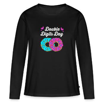 34e anniversaire Dix ans de naissance Date de naissance - T-shirt manches longues Premium bio Femme - noir - Devant - Julia (174cm)