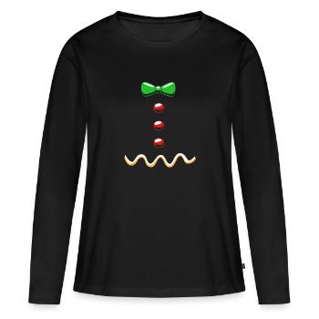 bonhomme en pain d’épice Coeur en pain d’épice Snacking en pain d’épice - T-shirt manches longues Premium bio Femme - noir - Devant - Julia (174cm)