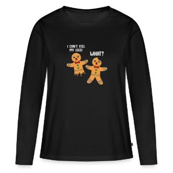 Lebkuchenmann Lebkuchenherz Lebkuchen Naschen - Frauen Premium Bio Langarmshirt - Schwarz - Vorne - Julia (174cm)