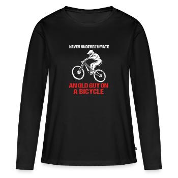 Mountainbike Mountainbiken Mountainbiker - Frauen Premium Bio Langarmshirt - Schwarz - Vorne - Julia (174cm)