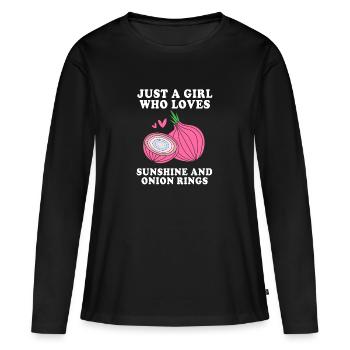 oignon - T-shirt manches longues Premium bio Femme - noir - Devant - Julia (174cm)