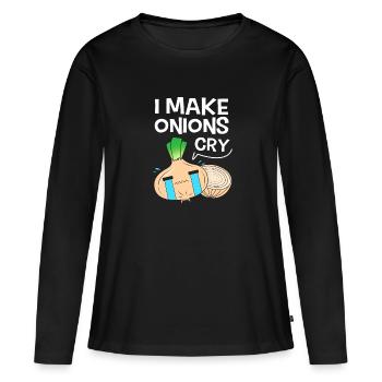 Oignon - T-shirt manches longues Premium bio Femme - noir - Devant - Julia (174cm)