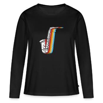 Saxophoniste saxophoniste - T-shirt manches longues Premium bio Femme - noir - Devant - Julia (174cm)