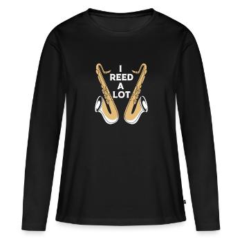 Saxophoniste saxophoniste - T-shirt manches longues Premium bio Femme - noir - Devant - Julia (174cm)