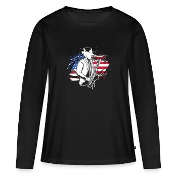 Saxophoniste saxophoniste - T-shirt manches longues Premium bio Femme - noir - Devant - Julia (174cm)