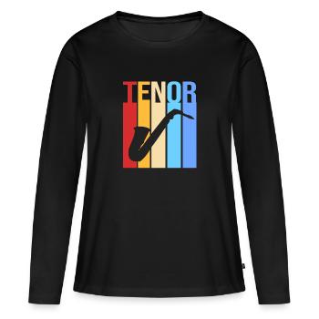 Saxophoniste saxophoniste - T-shirt manches longues Premium bio Femme - noir - Devant - Julia (174cm)